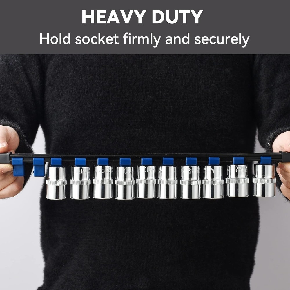 Efficient Wall-Mounted 9PC ABS Socket Organizer - Holds 129 Sockets in Style