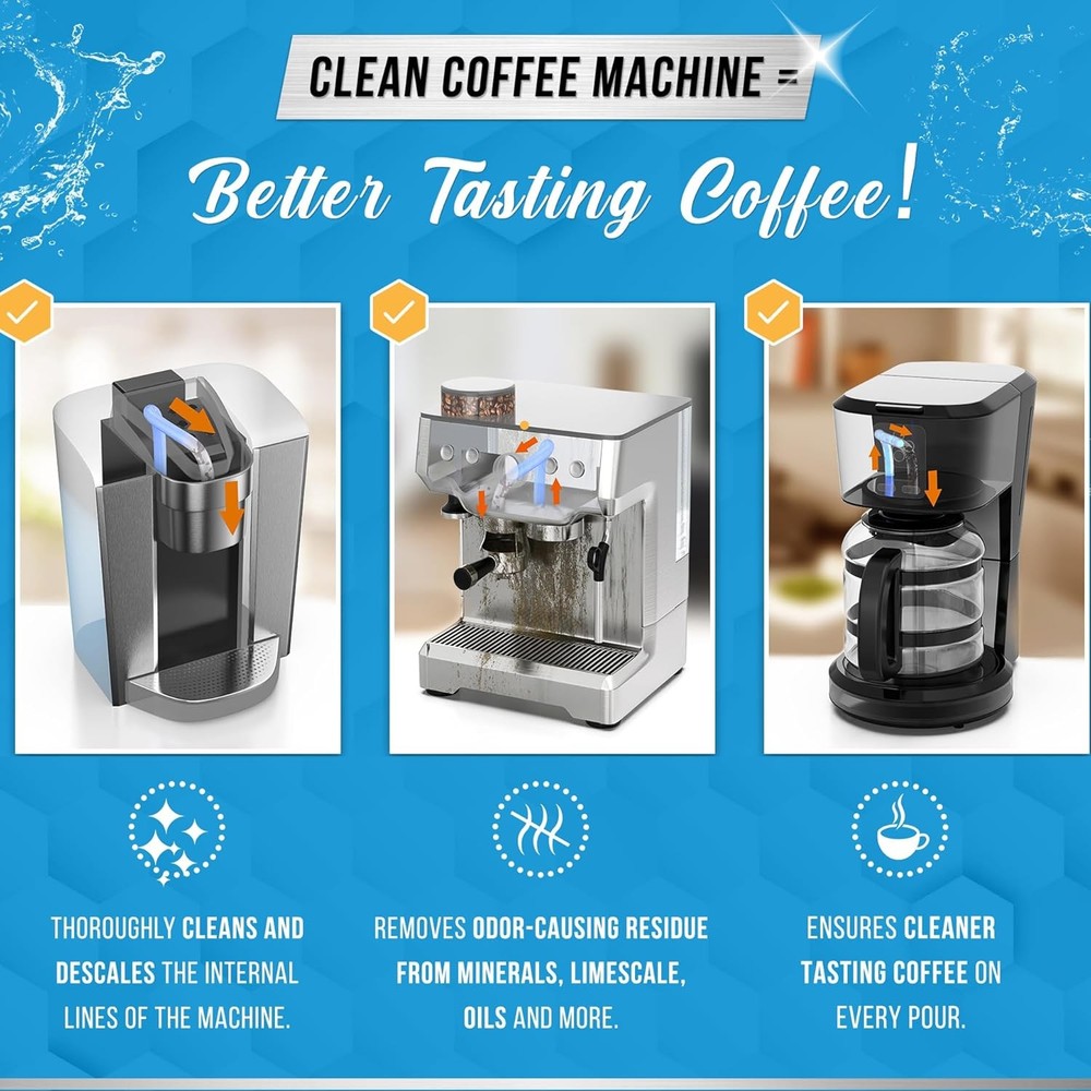Coffee Machine Cleaner Descaler Tablets - 24 Count, Compatible With...