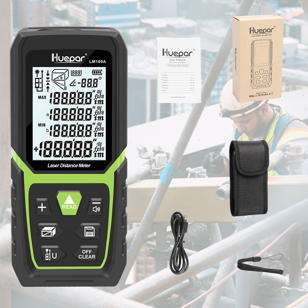 Handheld Laser Distance Measure meter 165Ft/50M with Li-ion Battery Range Finder