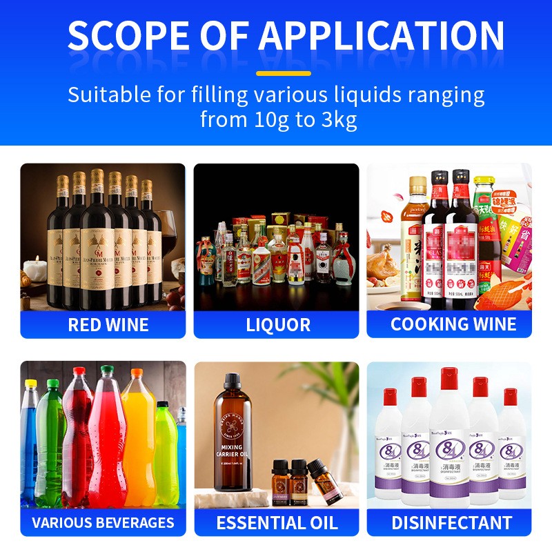 Automatic Liquid Filling Machine Digital Control Bottle Filler Adjustable 3000g