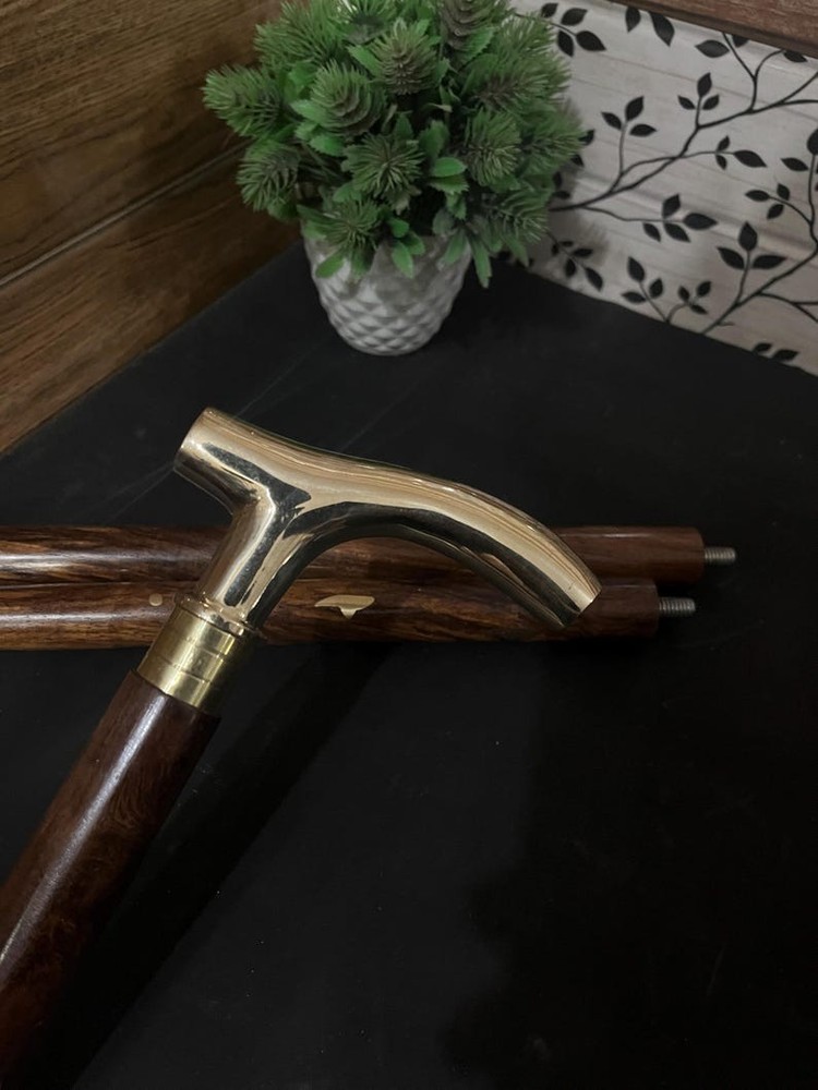 Handmade Walking Stick Antique Cane Brass handle Personalized Foldable Classic