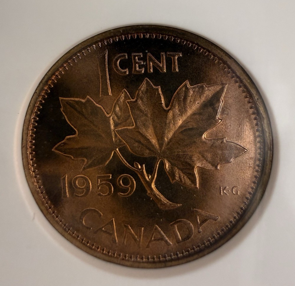 1959 Canada One Cent ANACS MS 66 RED PL