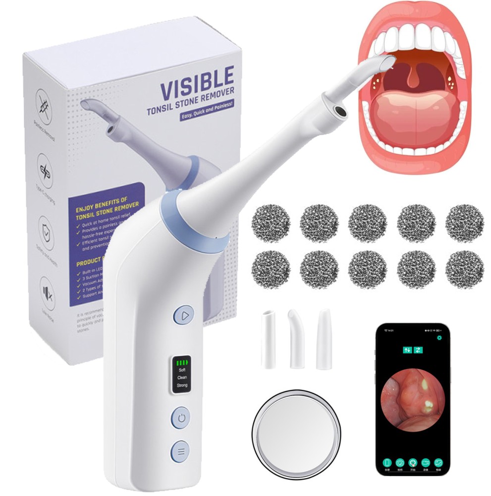 Electric Visual Tonsil Stone Remover Kit LED Light Vacuum Tonsil Stone Cleaner