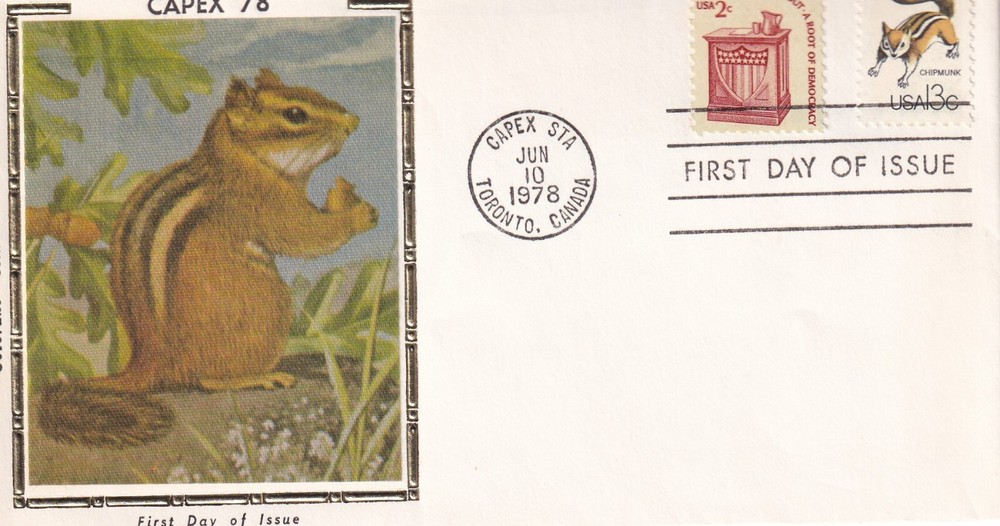 STAMP US SCOTT 1757f, 1582 "Chipmunk" 13 CENT 1978 FDC