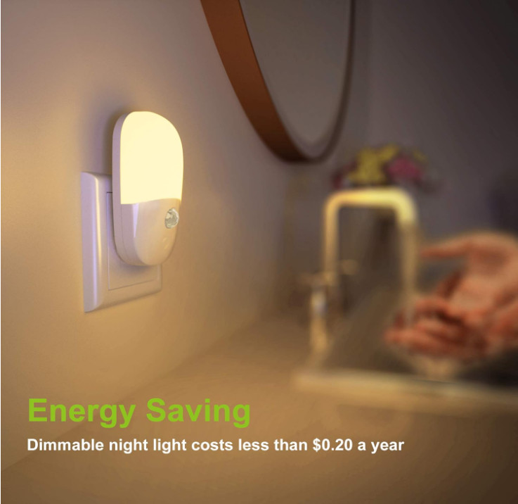 2 Pack Plug in Motion Sensor Dimmable Night Light, Soft Warm White LED (free shi