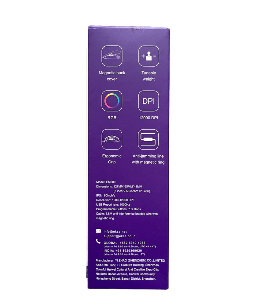 EKSA Gaming Mouse, Customizable Black & White Computer Mouse, Ergonomic Mouse