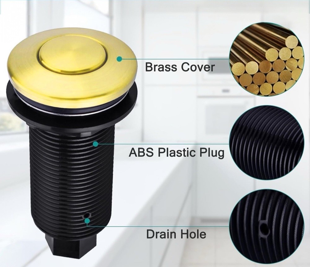 Electric Air Switch Kit for Garbage Disposal With Brass Button