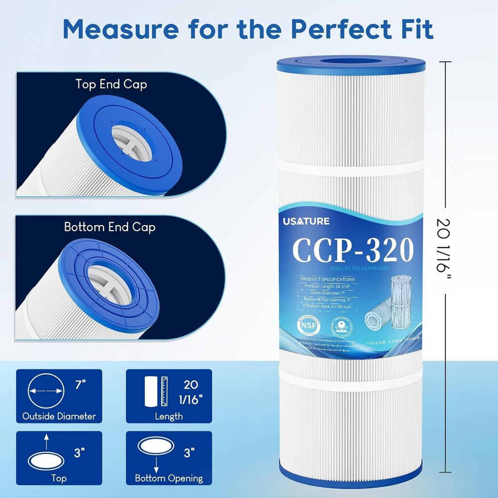 CCP320 Pool Filter Cartridges, Replacement for Pentair 320, PCC80, 4 Pack