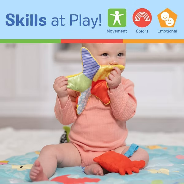 Melissa & Doug Ocean Easy Fold Wooden Play Gym For Infants to 9mo Reversible Mat