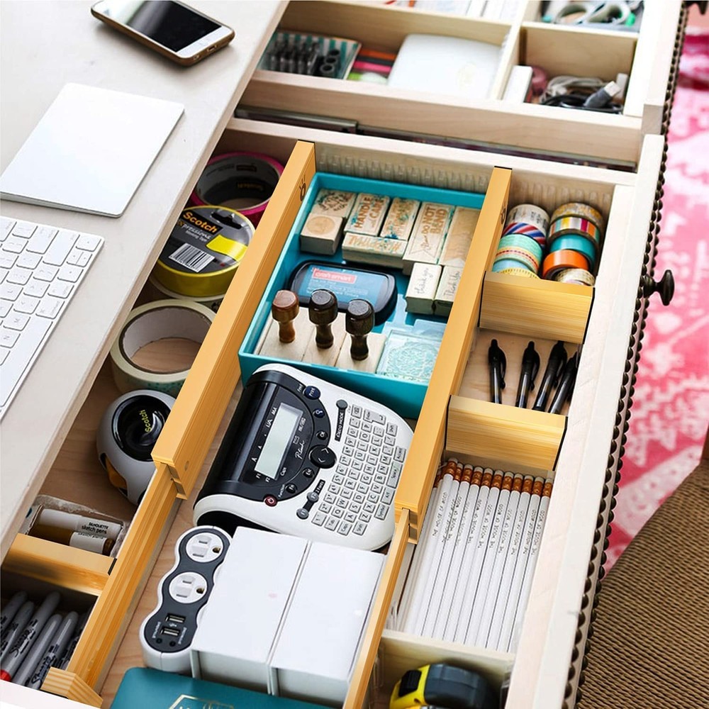 Ikee Design Rustic Elegant Wooden Flatware Organizer Caddy Oak Color