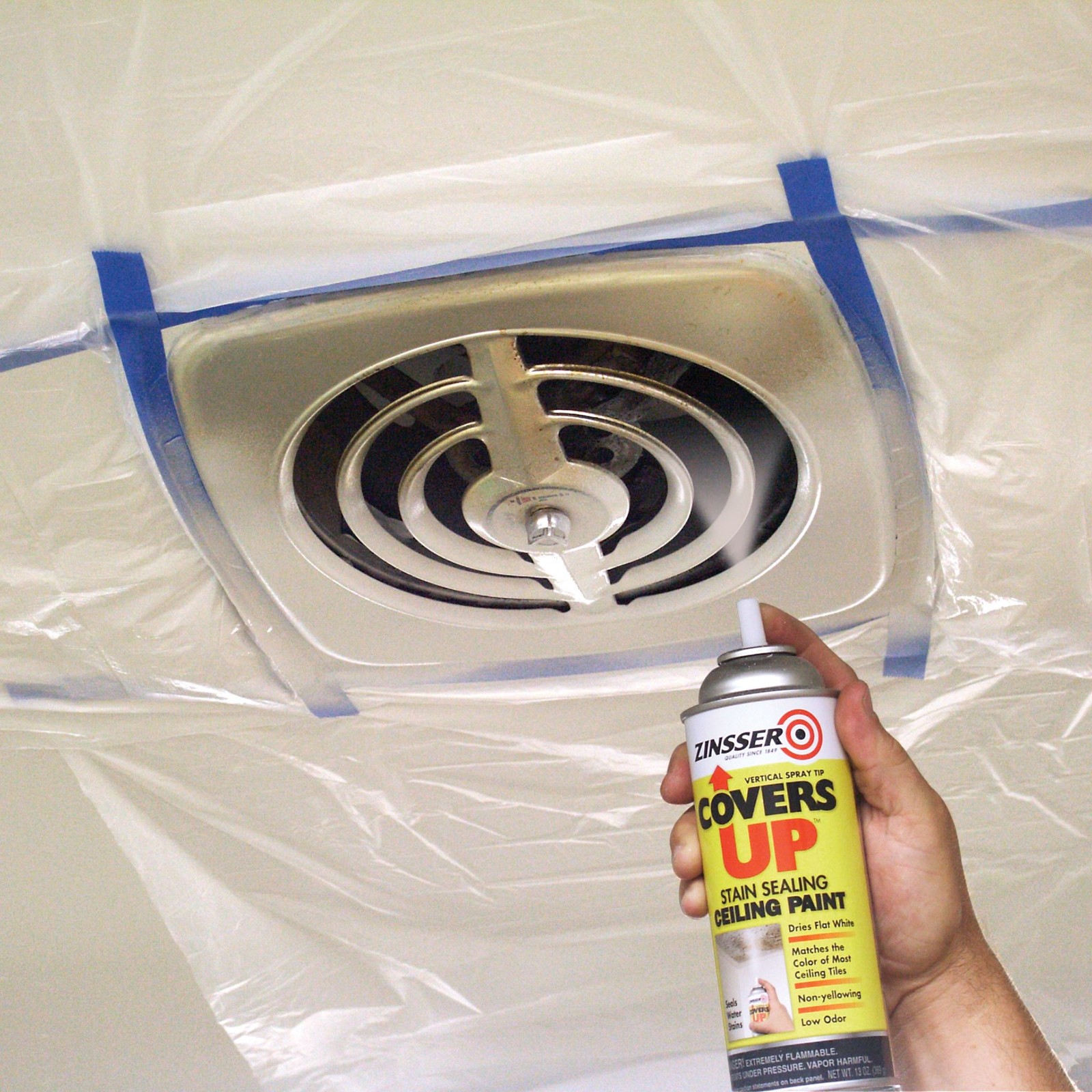 Zinnser, COVERS UP Ceiling Paint & Primer In One, 13 oz Flat White- 03688