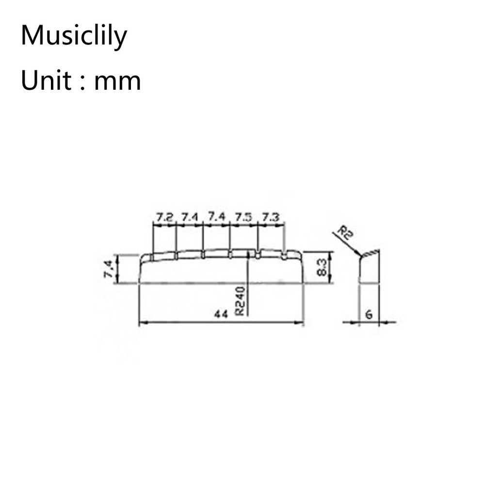 Musiclily Pro 2Pcs Ivory Slotted 44mm Nuts Flat For 6 String Les Paul LP Guitar