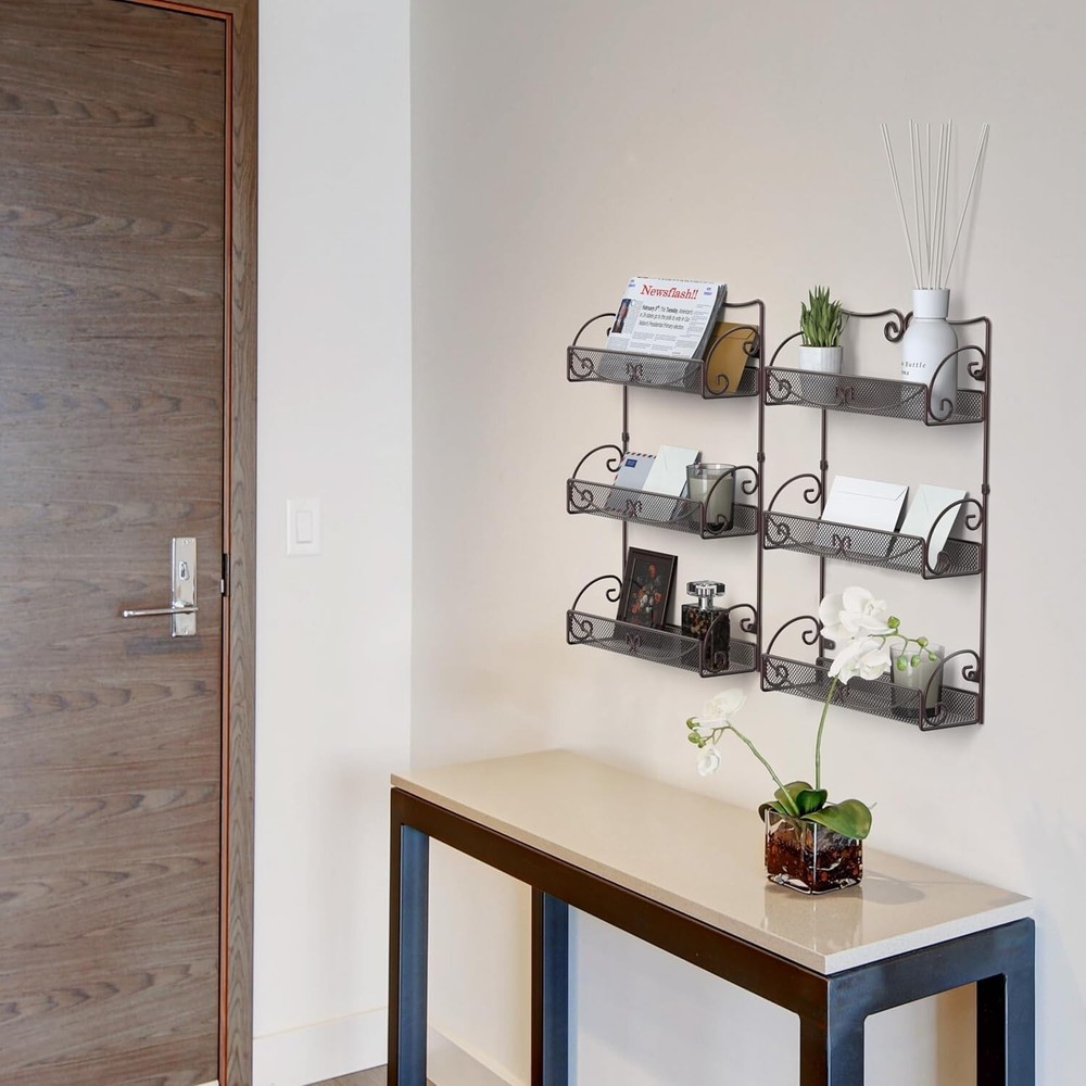 3 Tier Wall Mounted Spice Rack 2 Pack Bronze