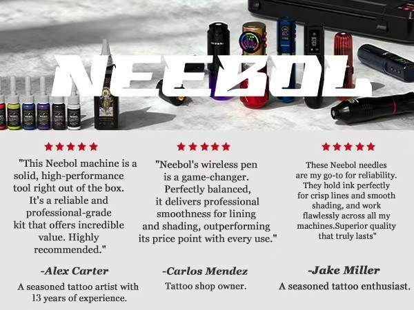 Neebol Tattoo Pen Kit Wireless Tattoo Machine Kits with 2 Batteries 30 Needles