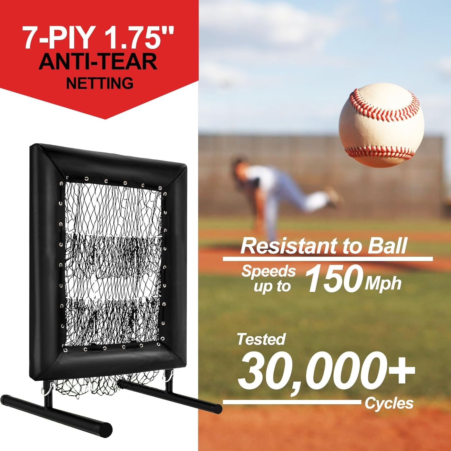 9Hole Adjustable Baseball Pitching Net Hit Zone Aim Trainer for Batting Pitching