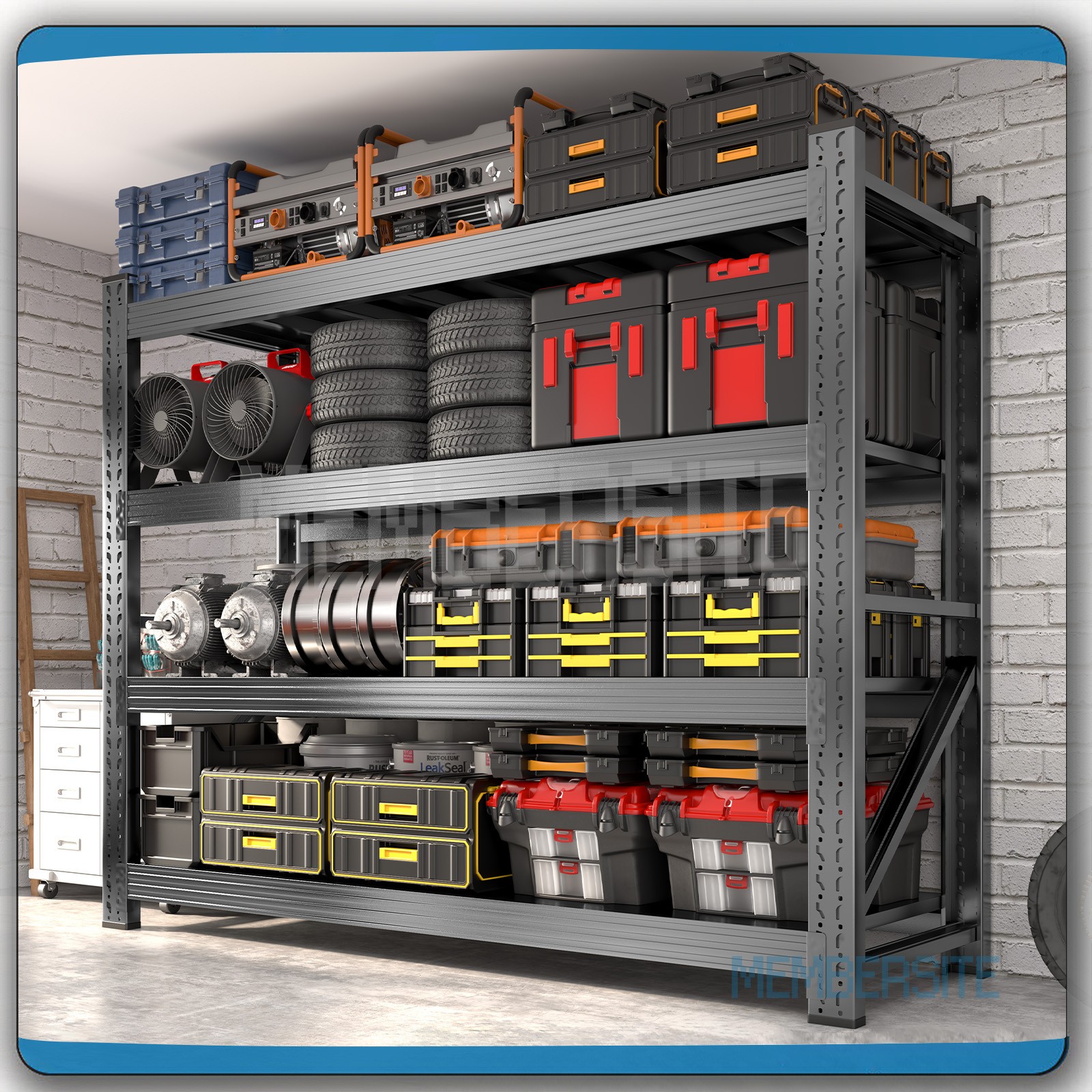 63" H/ 71" H Garage Shelving Heavy Duty 5 Tier Metal Storage Shelves Adjustable