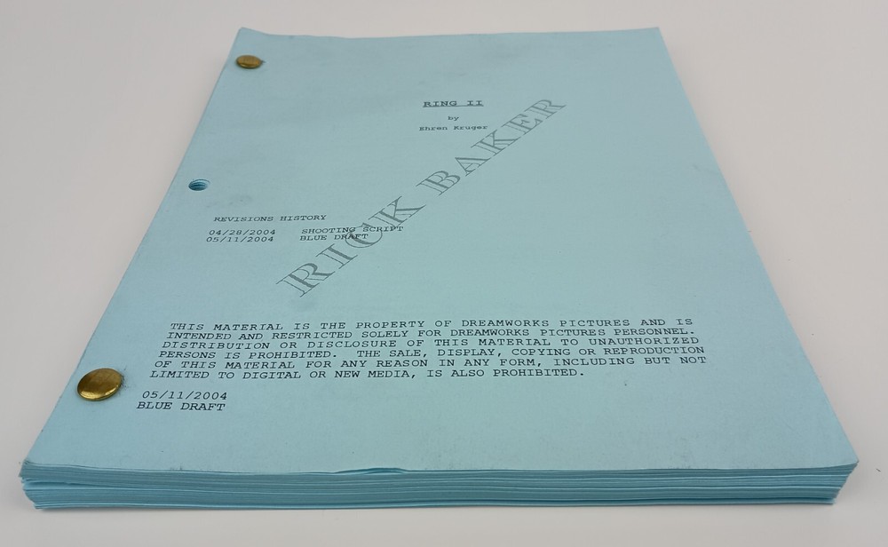 The Ring II Original Script - Rick Baker's Copy