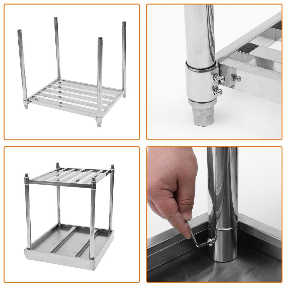 48'' x 24'' Stainless Steel Table for Prep & Work with Backsplash for Kitchen