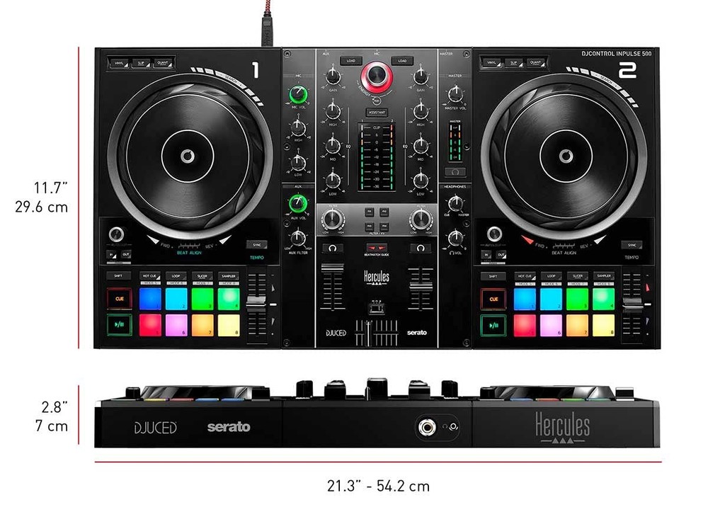 Hercules DJControl Inpulse 500: 2-deck USB DJ controller for Serato and...