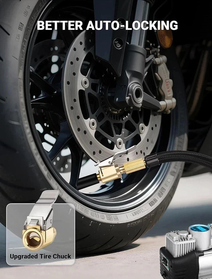 1-Pack Brass Tire Air Chuck, Locking Quick Connect Inflator Hose Adapter, No Lea