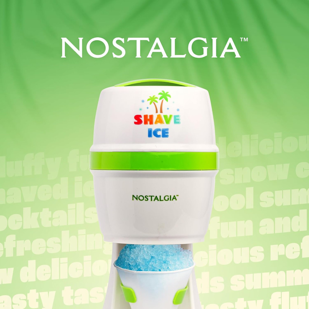 Snow Cone Shaved Retro Table-Top Slushie Machine - Includes 1 Reusable Plastic C