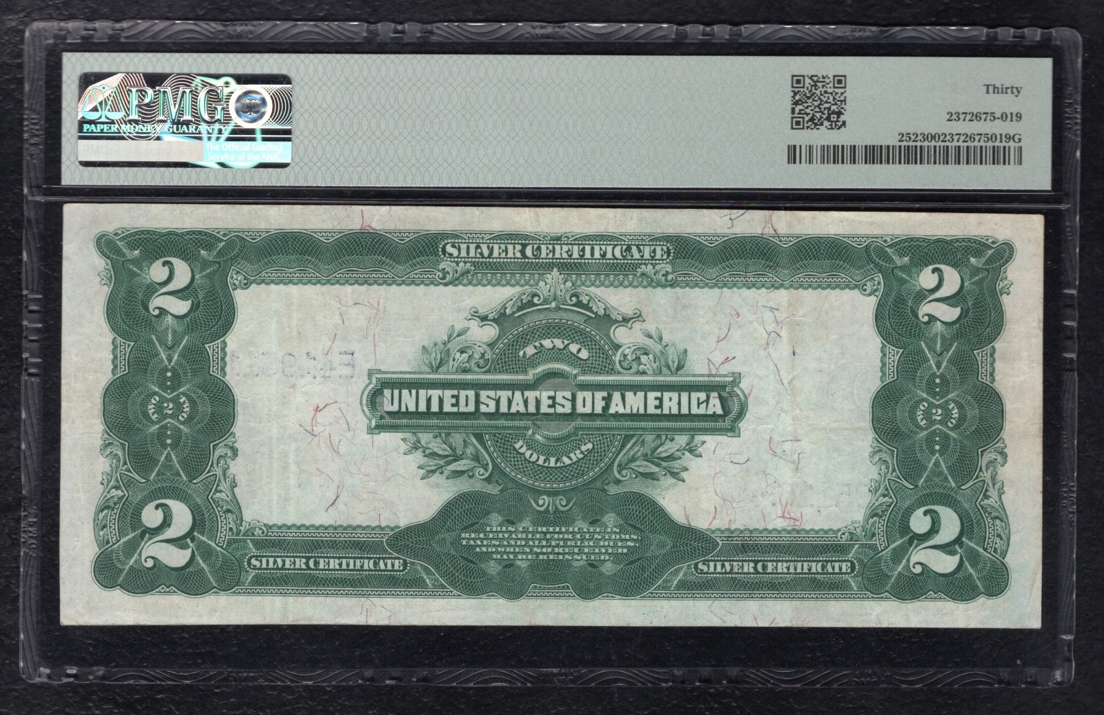 FR. 252 1899 $2 TWO DOLLARS “MINI PORTHOLE” SILVER CERTIFICATE PMG VERY FINE-30