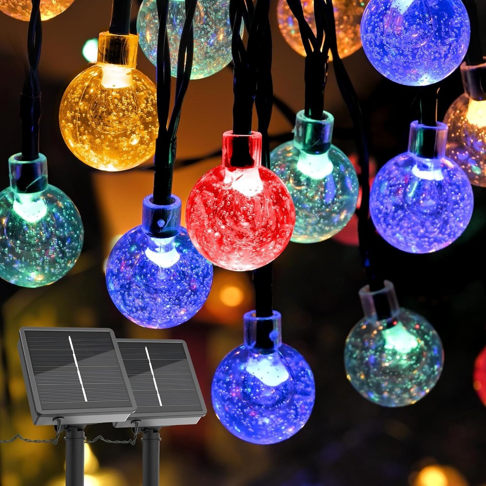 2-4 Pack 33FT 100LED Outdoor Solar Globe String Light Bubbles Ball 8 Modes Yard