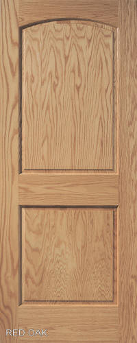 Red Oak 2 Panel Arch Top Raised Panel Stain Grade Solid Core Interior Wood Doors
