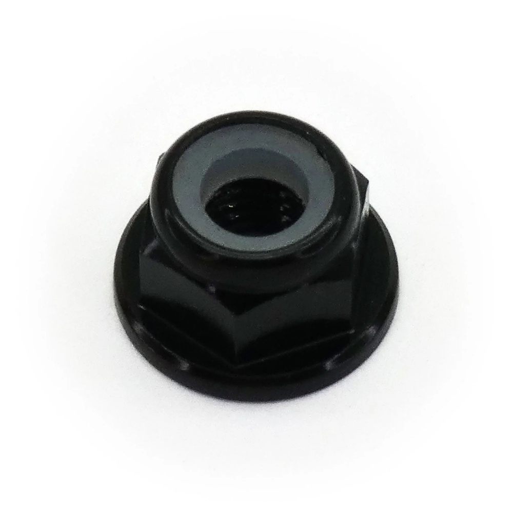 10pcs M4 Flange Locking Hex Nuts Nylon Insert Anodized Aluminum (Black)