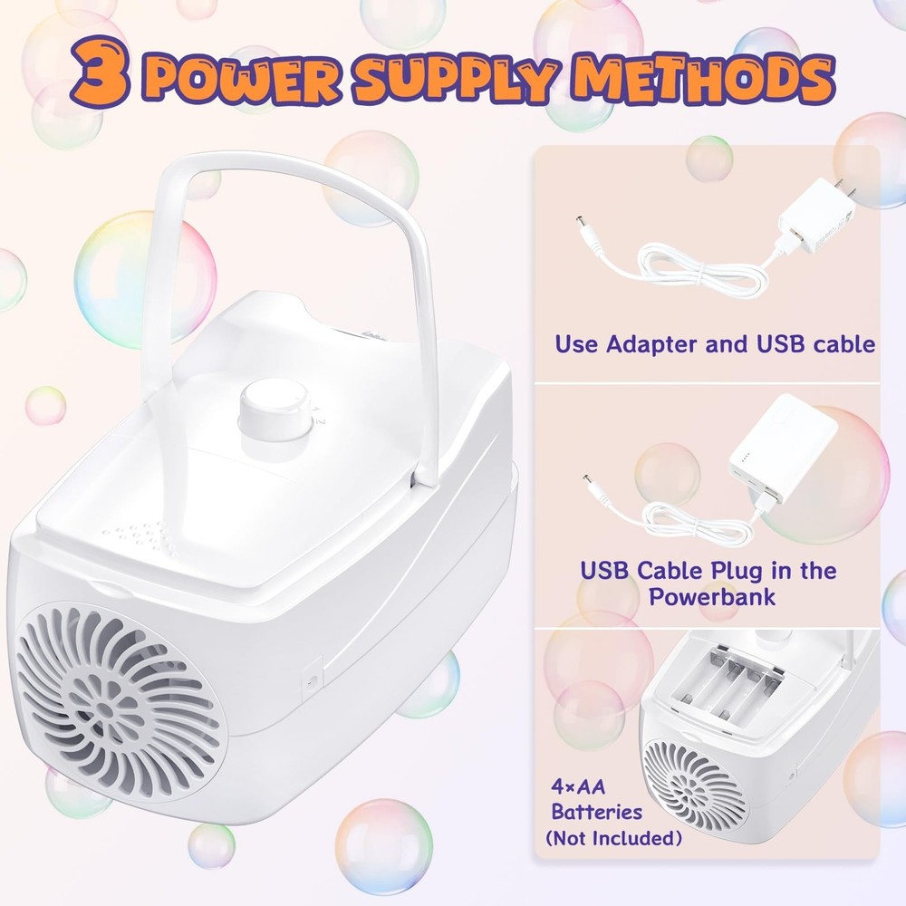 Bubble Machine, Automatic 18000+ Per Minute Big Bubbles Blower Maker for Kids T