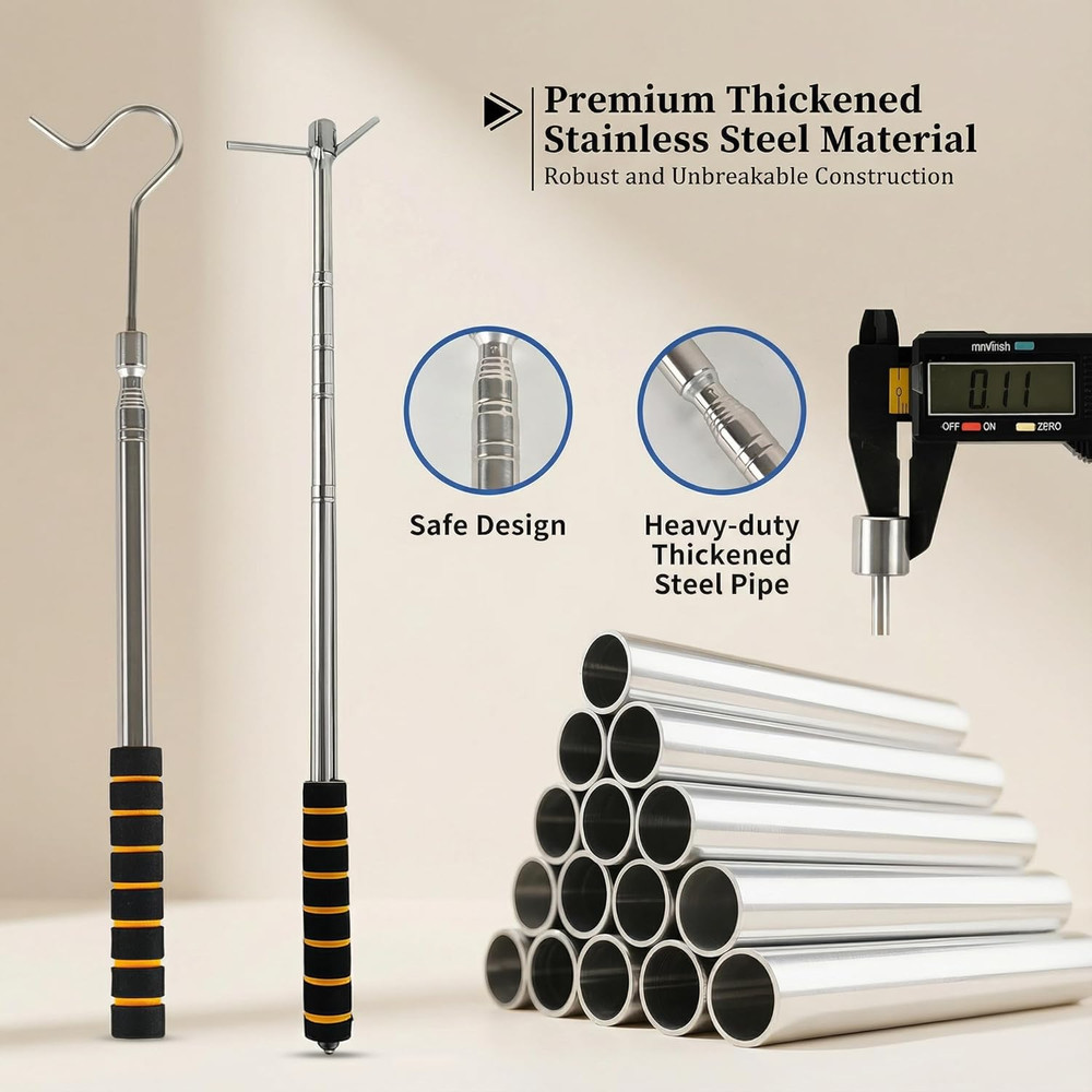 Extendable Smoke Detector Tester Pole - 13.8-60.5" Longer Reach with 2 Interchan