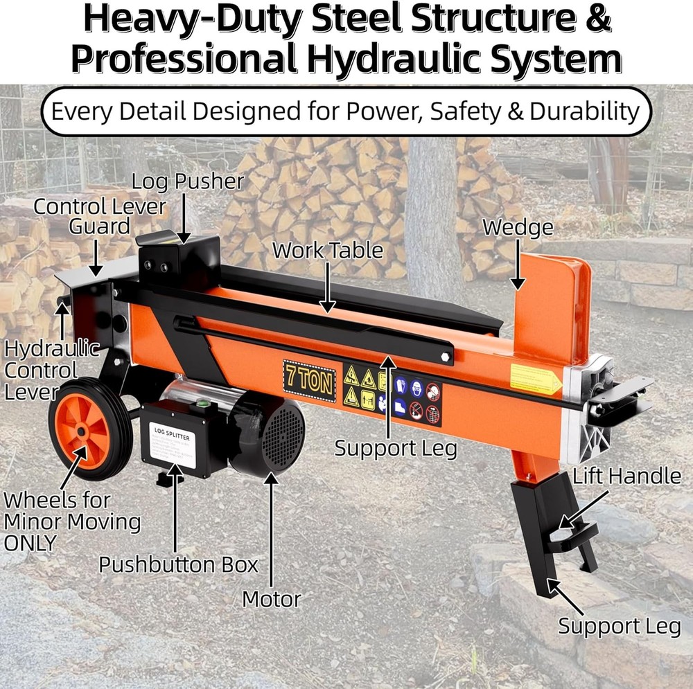 Portable Electric Log Splitter Compact Horizontal Power Wood Splitters Machine