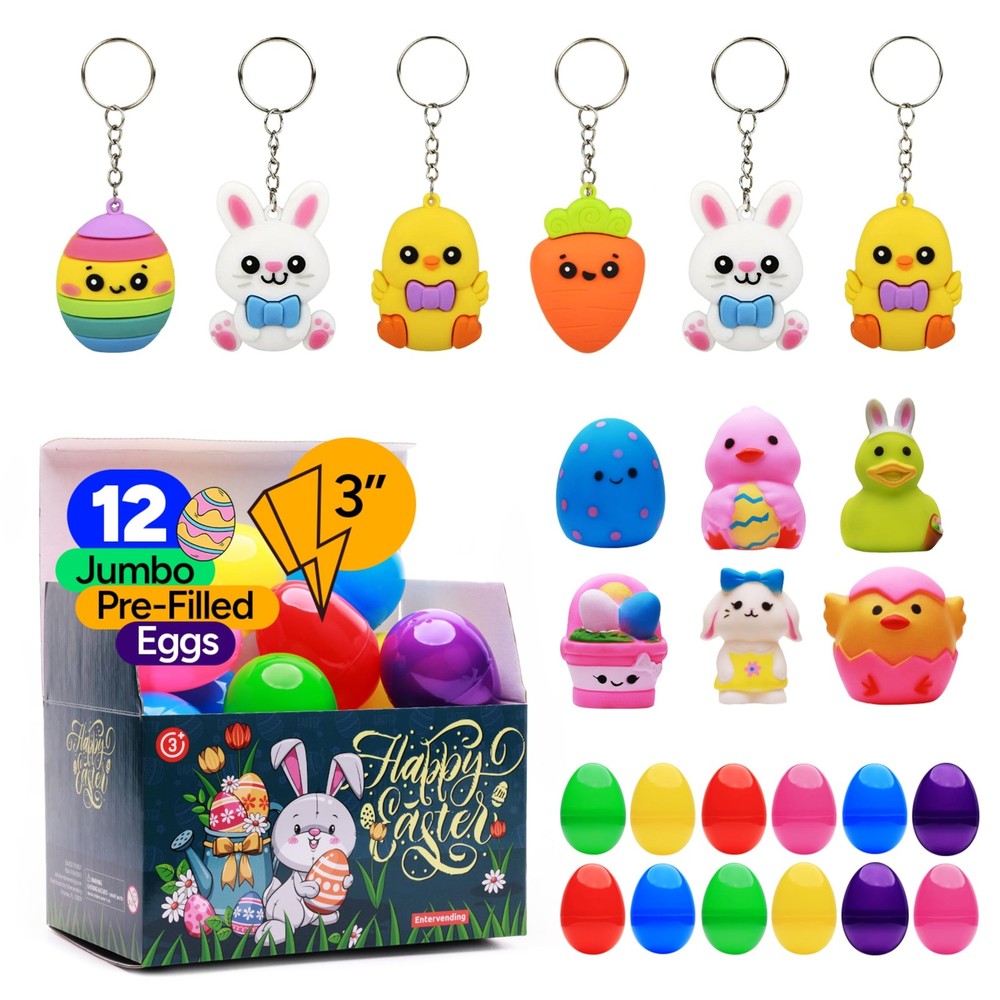 Easter Eggs for Easter Basket Stuffers - 12 Prefilled Easter Eggs with Toys -...