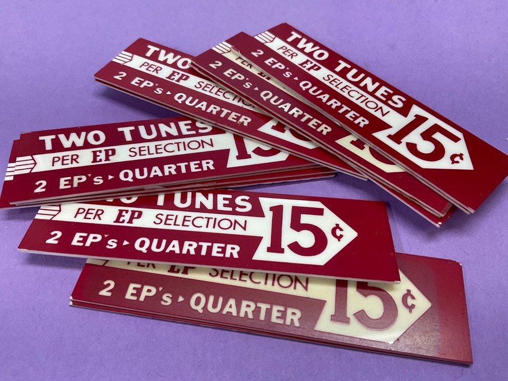 15 Seeburg V200 Jukebox 15 Cent EP Selection Program Drum Pricing Window Inserts