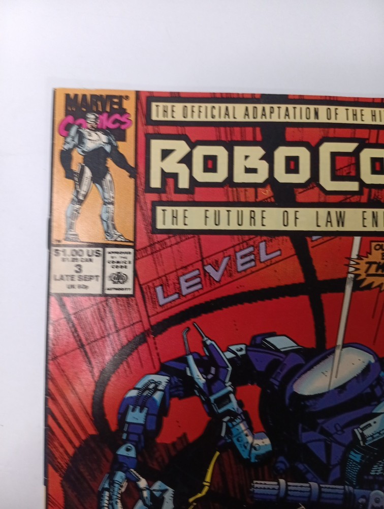 1990 Marvel Comics Robocop 2 Comic Book #3 Free Shipping! A553