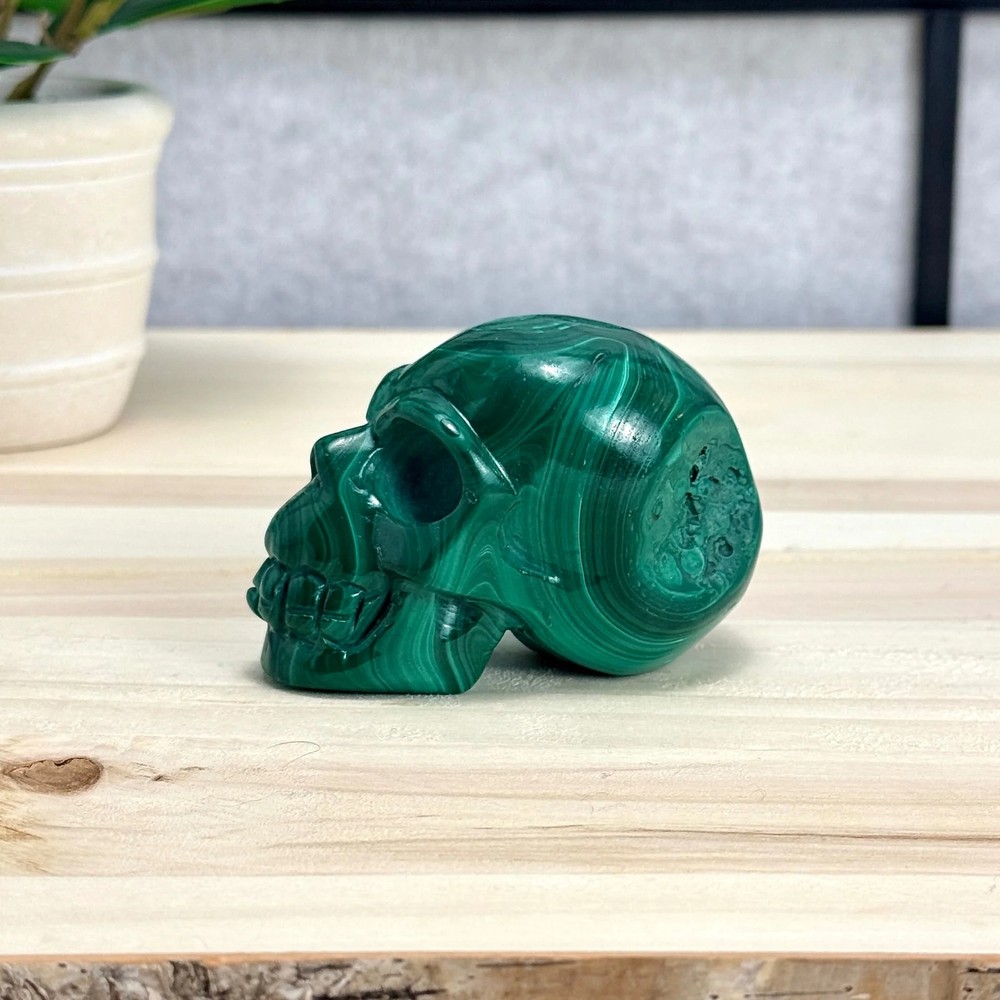 Malachite Skull Carving, 3.17 in.