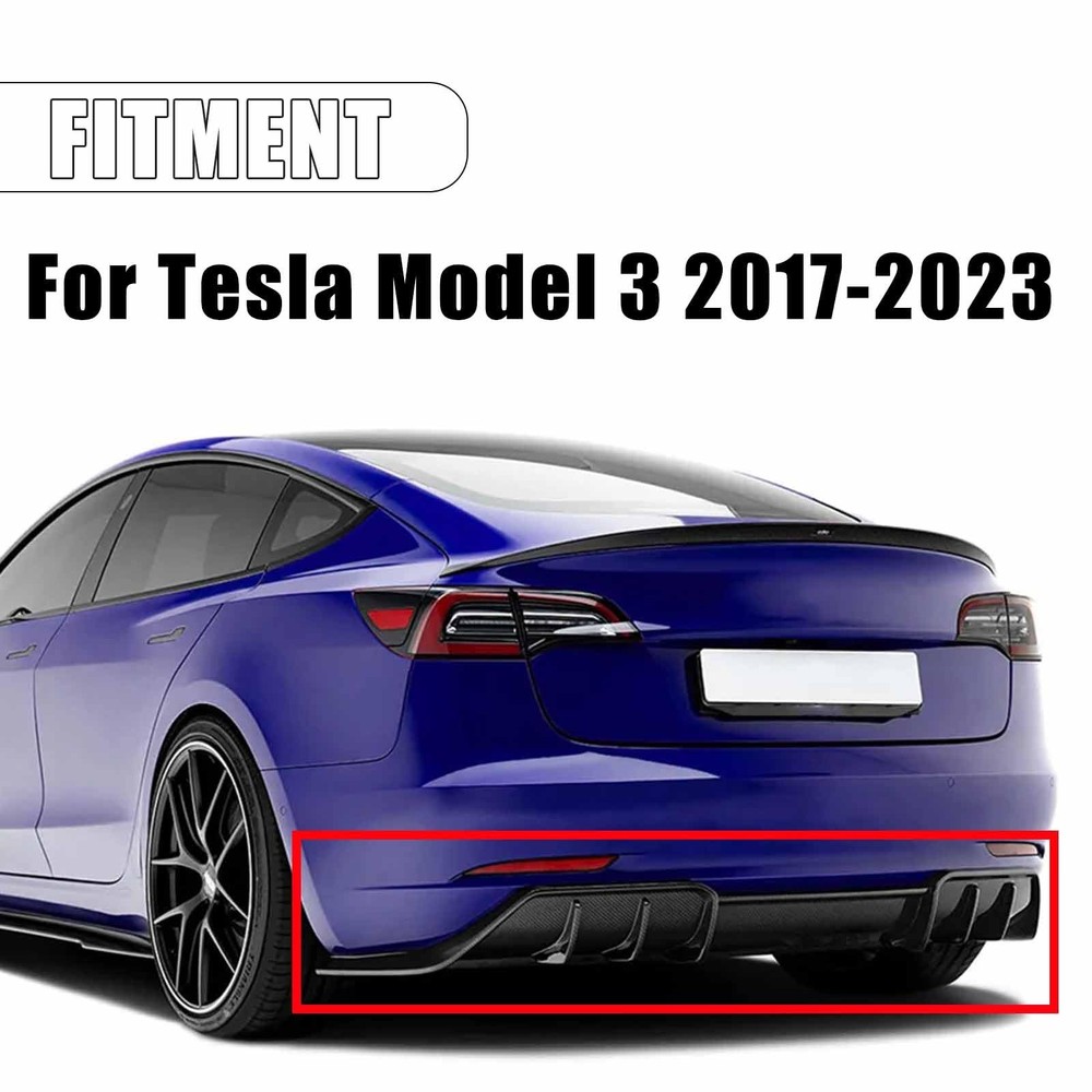 Rear Bumper Diffuser Tesla Model 3 2017-2023 Carbon Fiber Painted