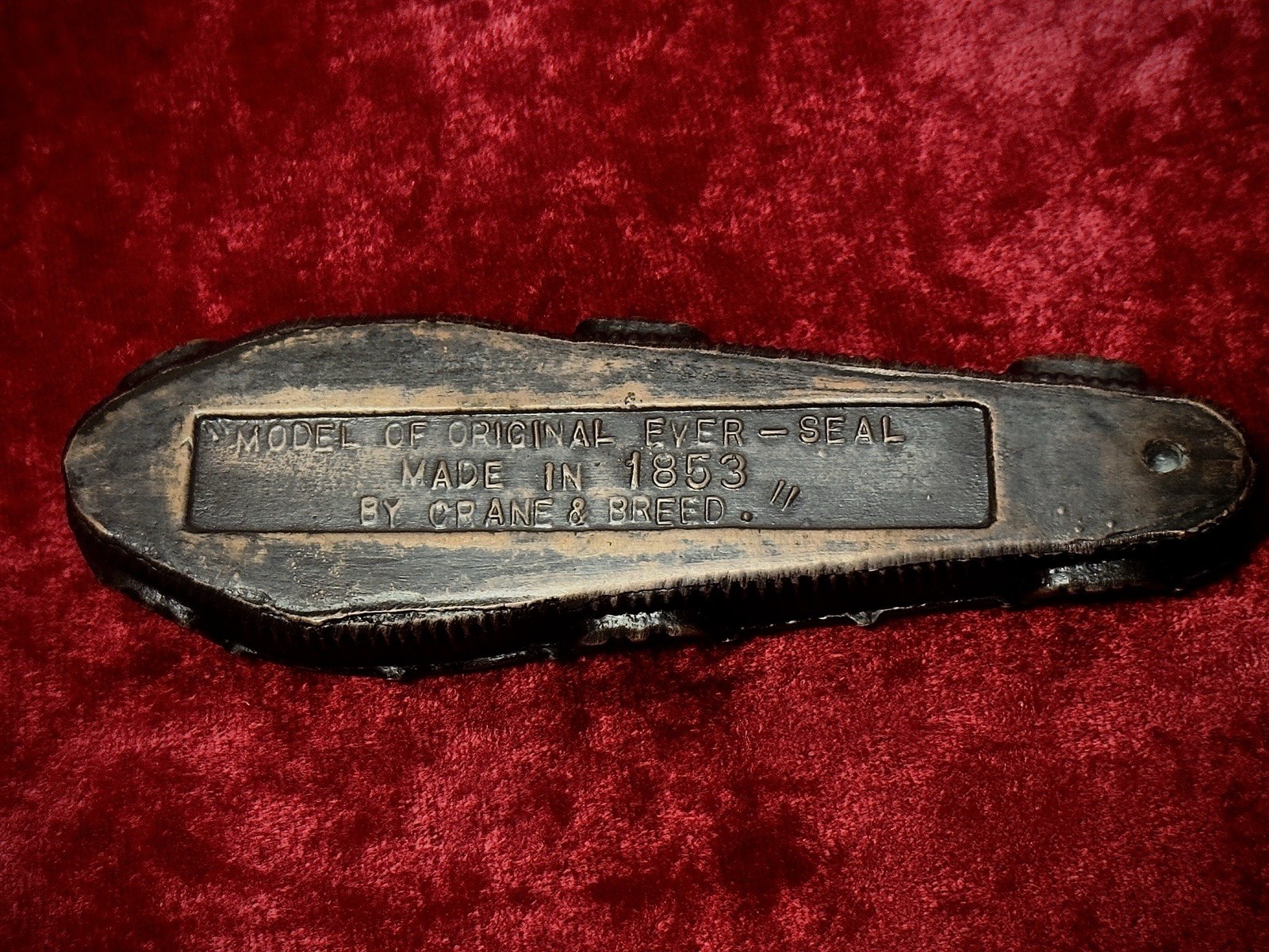 Crane and Breed Fisk Coffin Paperweight - Iron - Funeral Service - Mortuary