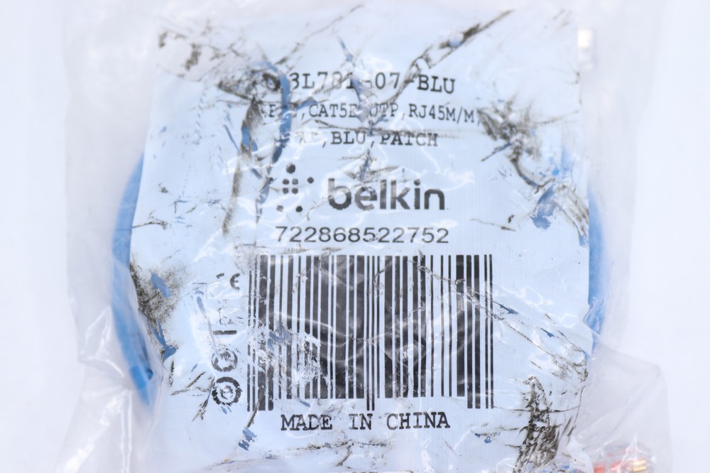 Belkin Patch Cable Adapter Ethernet Cat 5e Blue 7' A3L781-07-BLU