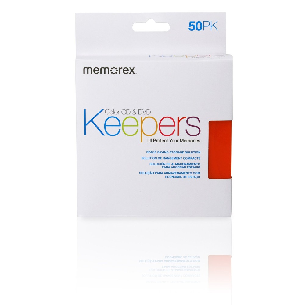 Memorex CD/DVD Keepers - Plastic Sleeves - 50 Pack Multi-colored