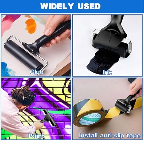 2 Pack Brayer Rollers, Professional Rubber Art Rollers with Comfortable Hand