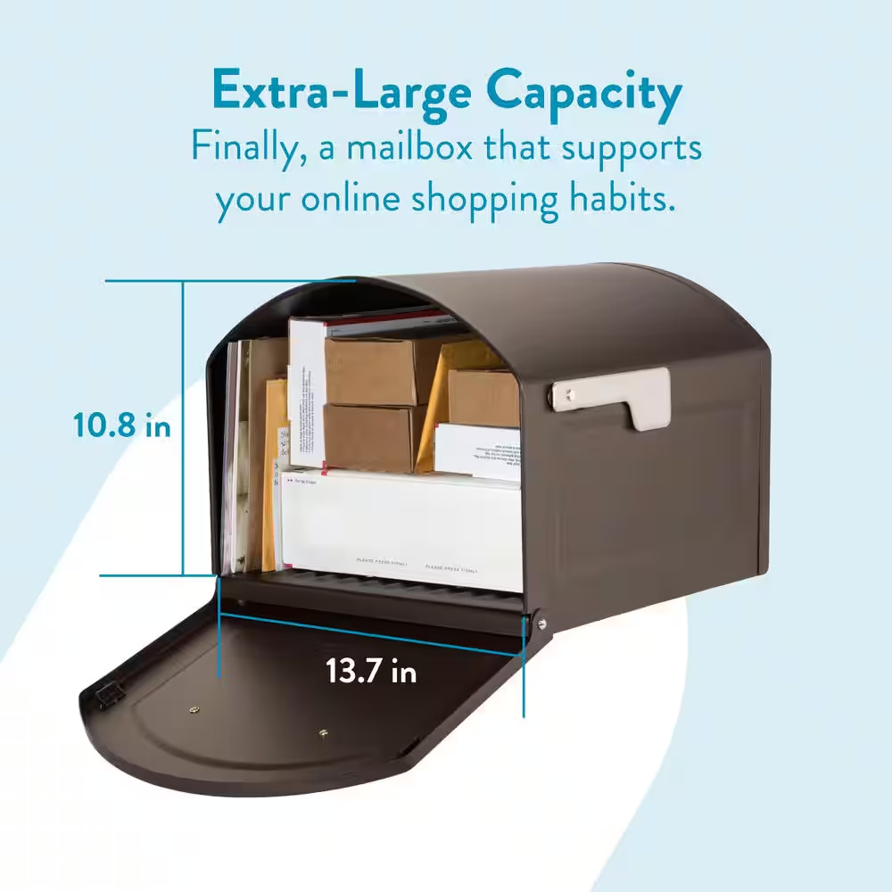 Centennial Rubbed Bronze, Extra Large, Steel, Post Mount Mailbox with Silver ...