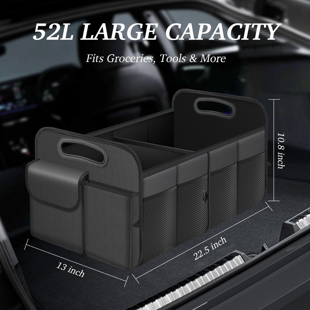 Trunk Organizer, Collapsible Waterproof Multi-Compartment Trunk Organizer for...