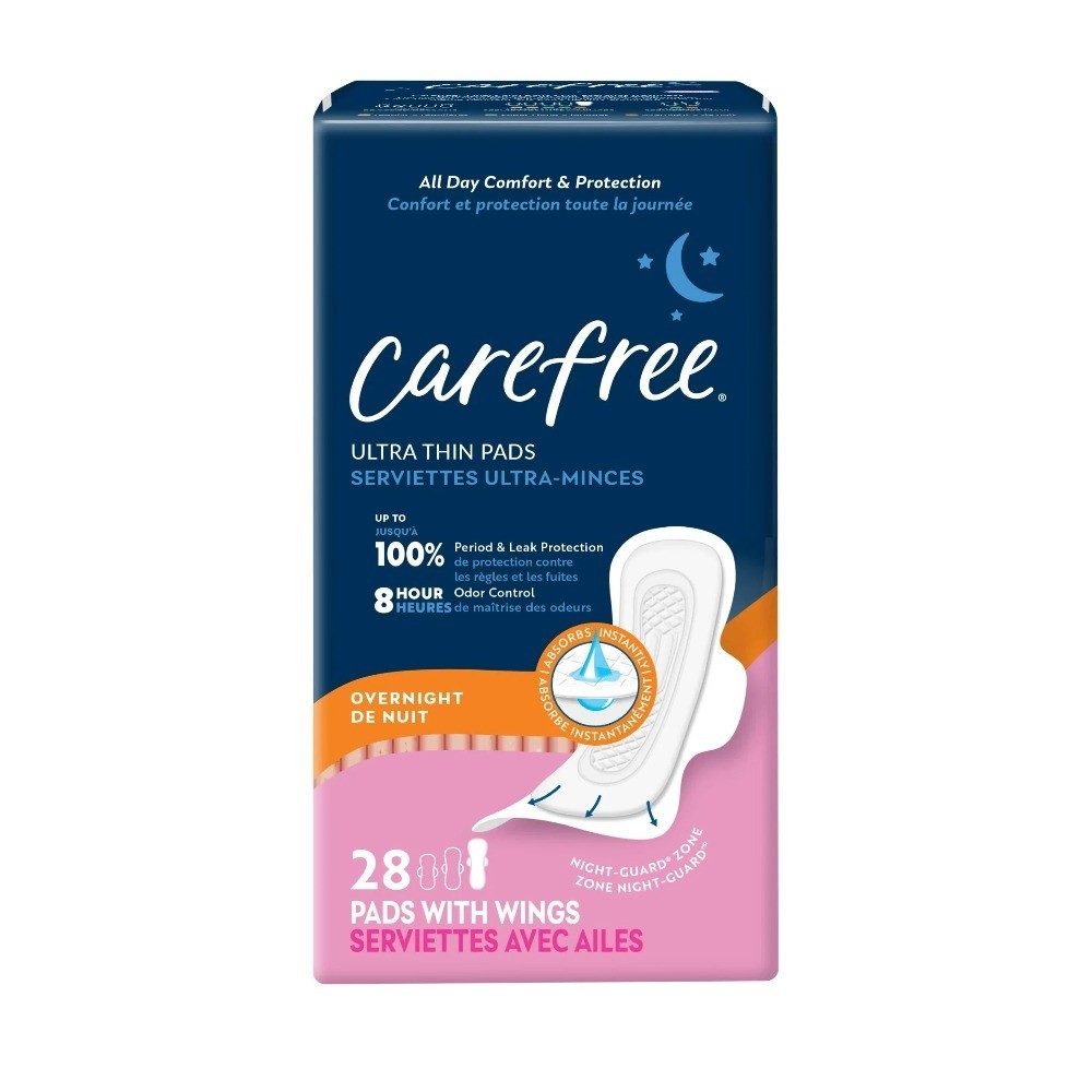 Ultra Thin Overnight Pads with Wings, 28 Count