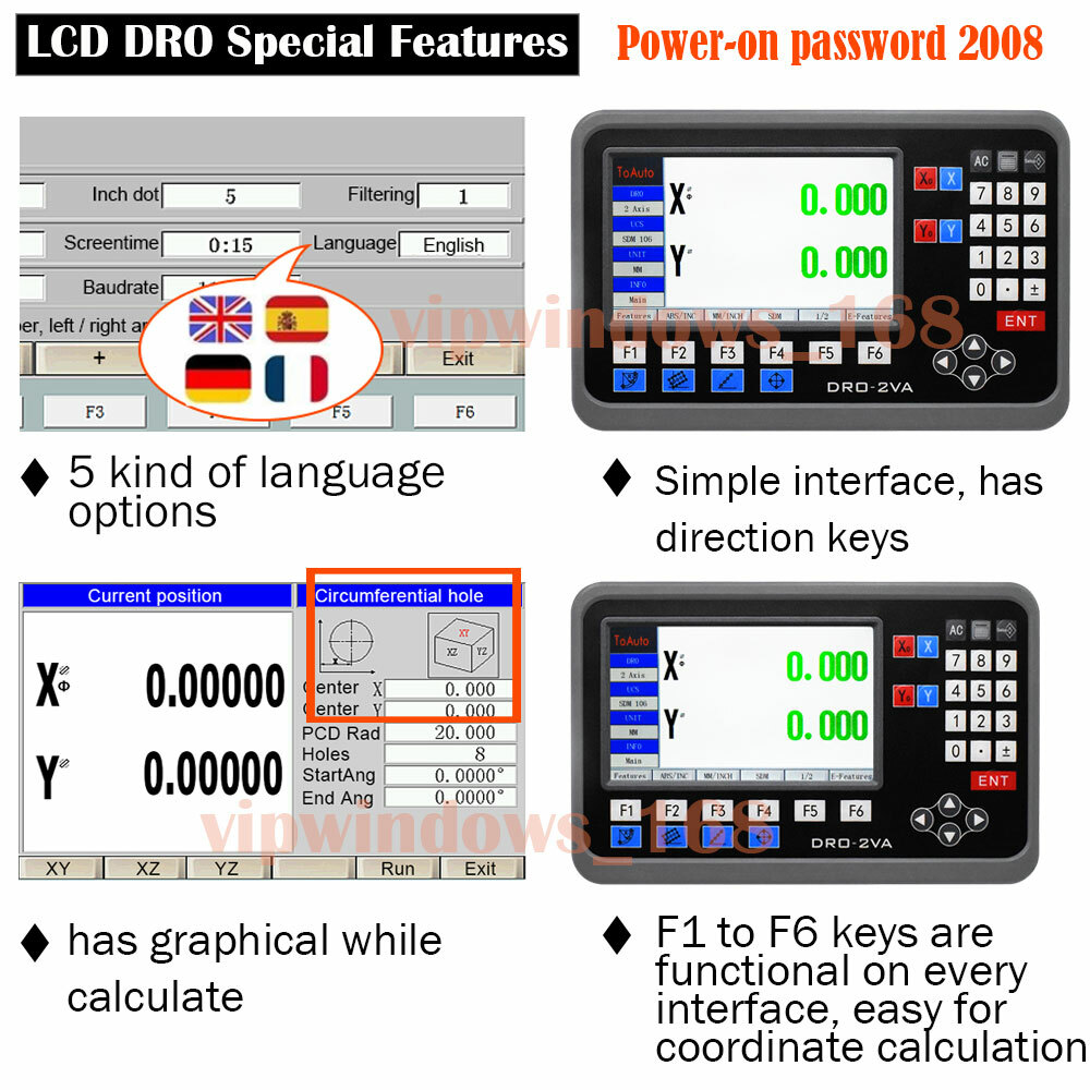 ToAuto LCD Digital Readout DRO Display Linear Scale Glass Sensor 100-2000MM, DHL