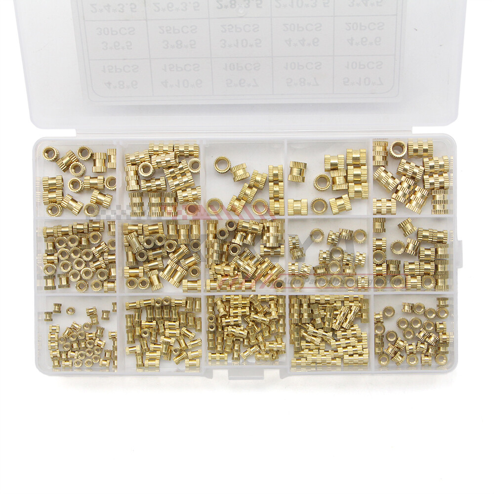 370 Pieces M2-M5 Solid Brass Knurled Nut Injection Thread Insert Fmbedded Nuts