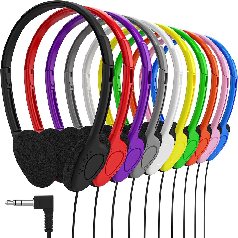 Headphones 10 Pack Bulk Multi Color for School Classroom Students