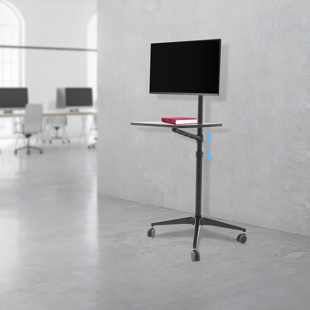 Rolling Laptop Floor Stand, Height Adjustable Mobile Desk, Mobile Workstation