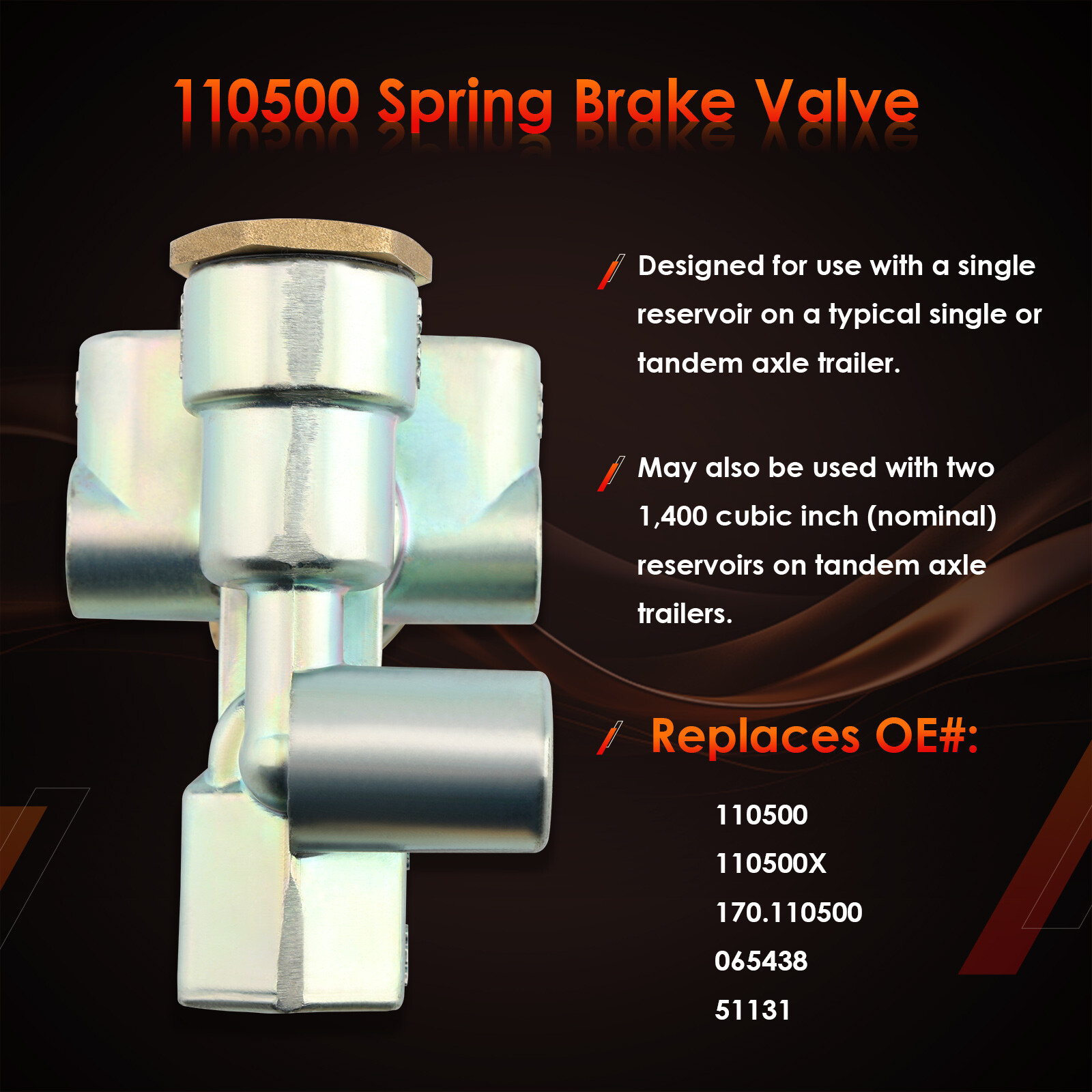 Trailer Spring Parking Brake Control Valve Replaces Sealco 110500 110500X 065438