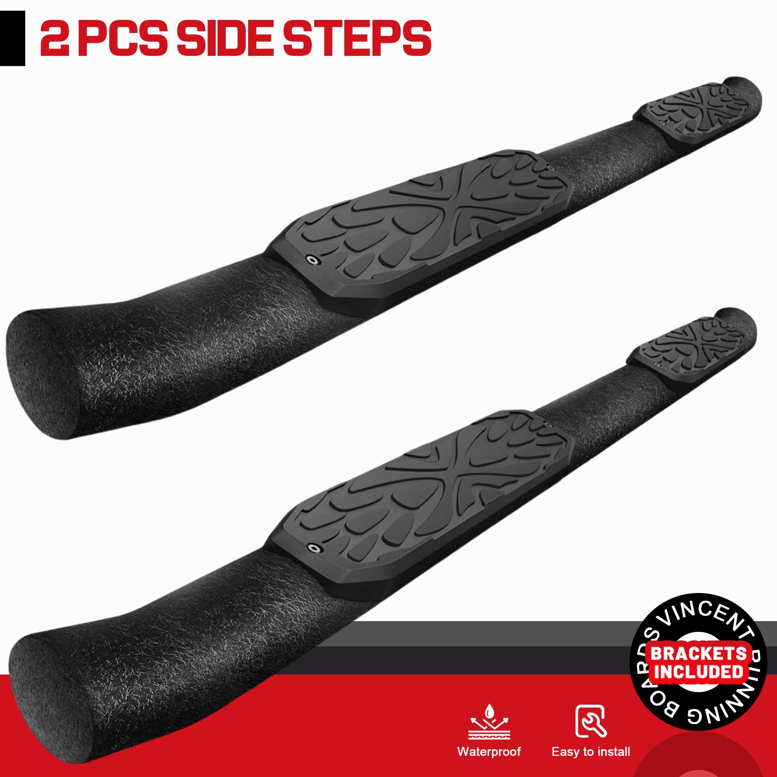 FOR 2011-2021 Jeep Grand Cherokee 3.5" Truck Step Curved Running Boards Nerf Bar